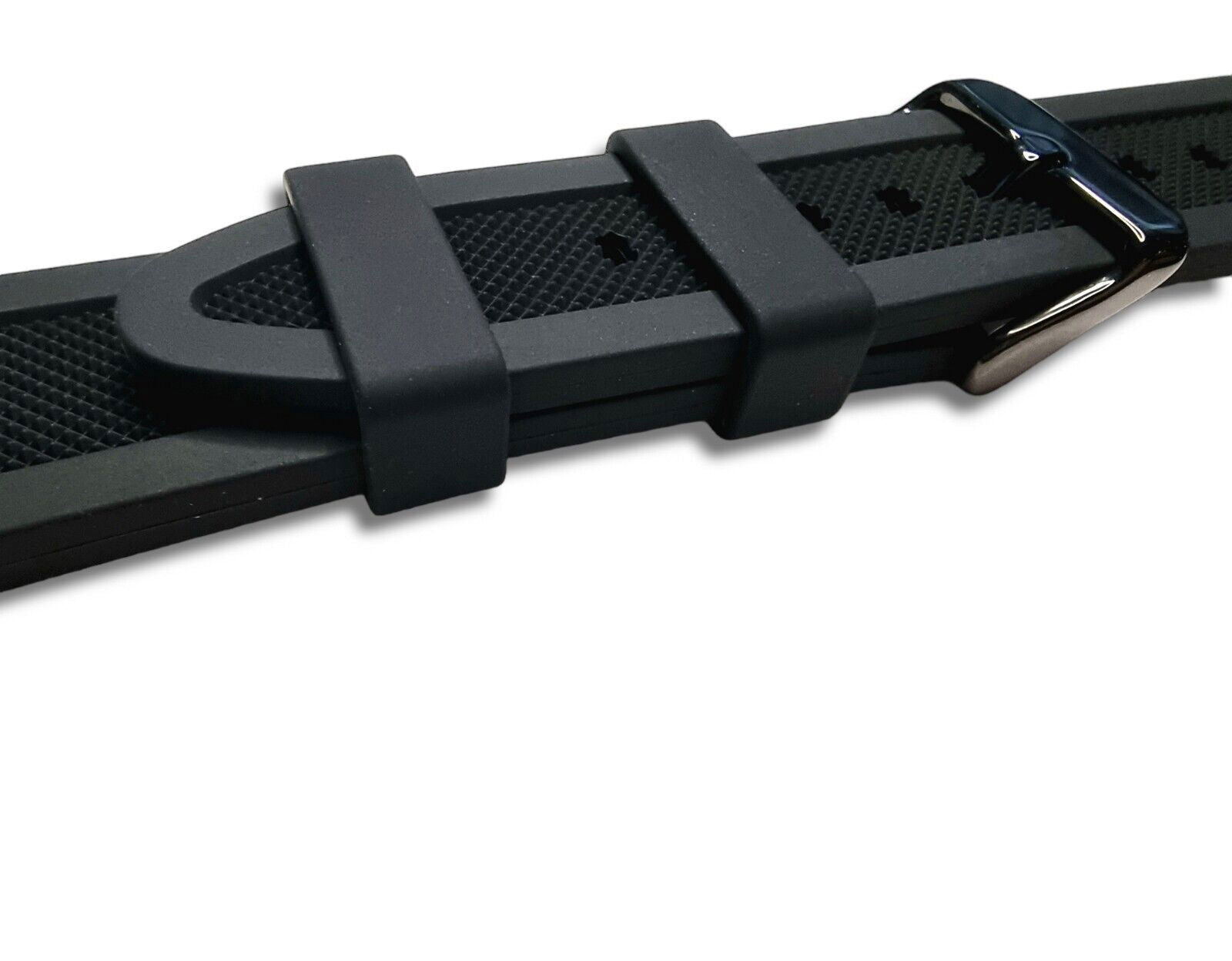 Premium Silicone Rubber Textured Watch Strap Band Soft 18mm 20mm 22mm 24mm Black - Wrist Envy