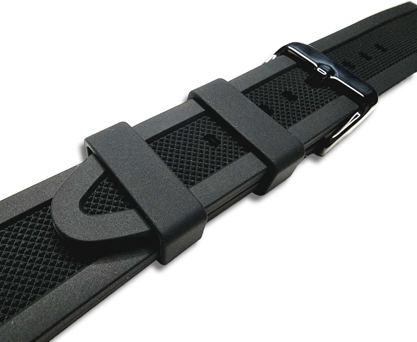Premium Silicone Rubber Textured Watch Strap Band Soft 18mm 20mm 22mm 24mm Black - Wrist Envy