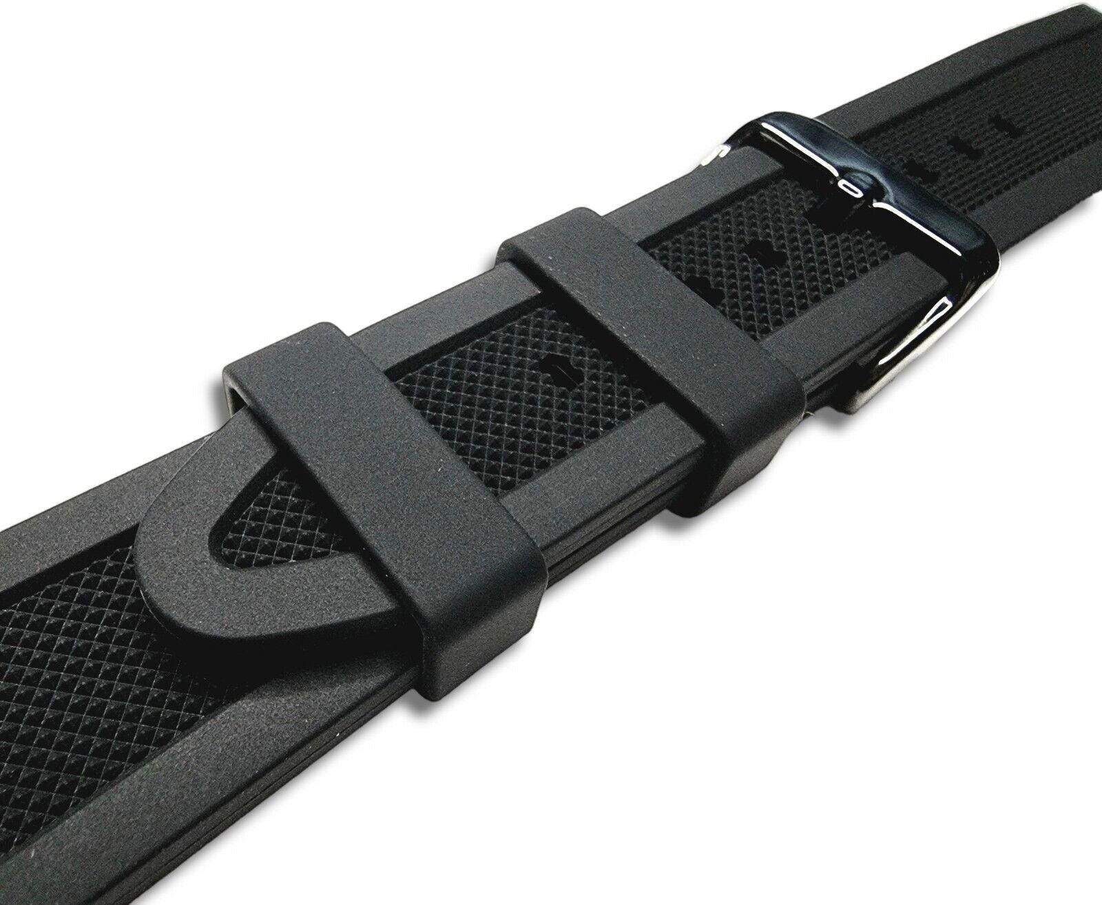 Premium Silicone Rubber Textured Watch Strap Band Soft 18mm 20mm 22mm 24mm Black - Wrist Envy