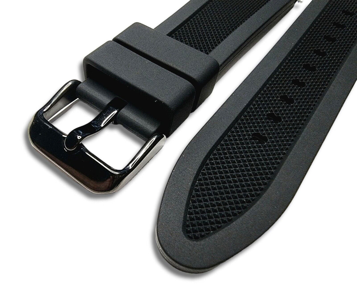 Premium Silicone Rubber Textured Watch Strap Band Soft 18mm 20mm 22mm 24mm Black - Wrist Envy