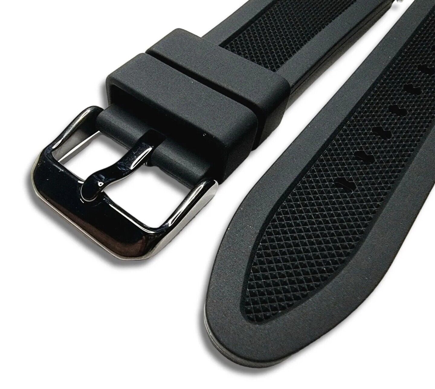 Premium Silicone Rubber Textured Watch Strap Band Soft 18mm 20mm 22mm 24mm Black - Wrist Envy