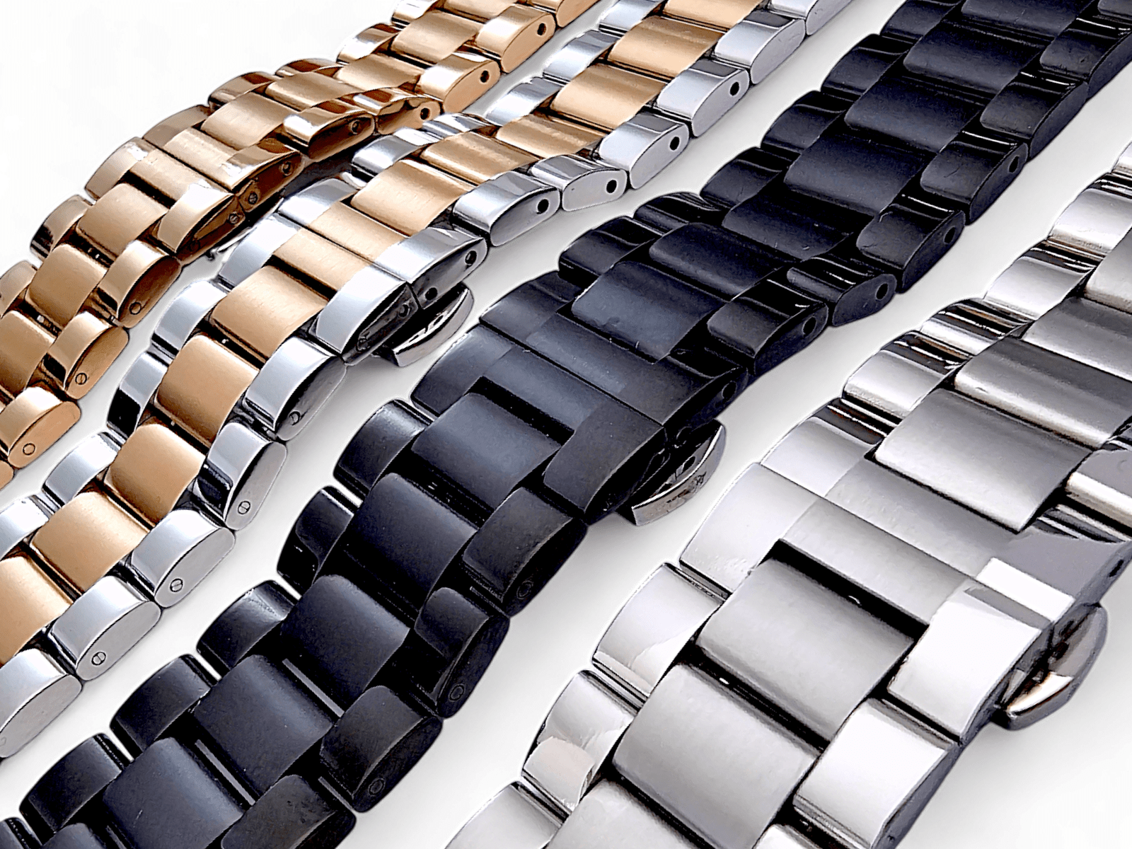 Prestige 316L Srainless Steel Solid Watch Bracelet 18mm 20mm 22mm 24mm PVD Rose Gold - Wrist Envy