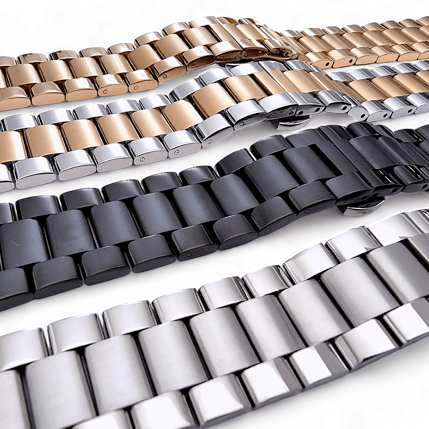 Prestige 316L Srainless Steel Solid Watch Bracelet 18mm 20mm 22mm 24mm PVD Rose Gold - Wrist Envy