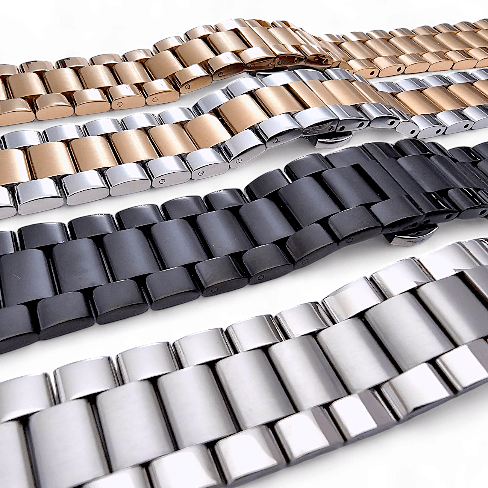 Prestige 316L Srainless Steel Solid Watch Bracelet 18mm 20mm 22mm 24mm PVD Rose Gold - Wrist Envy