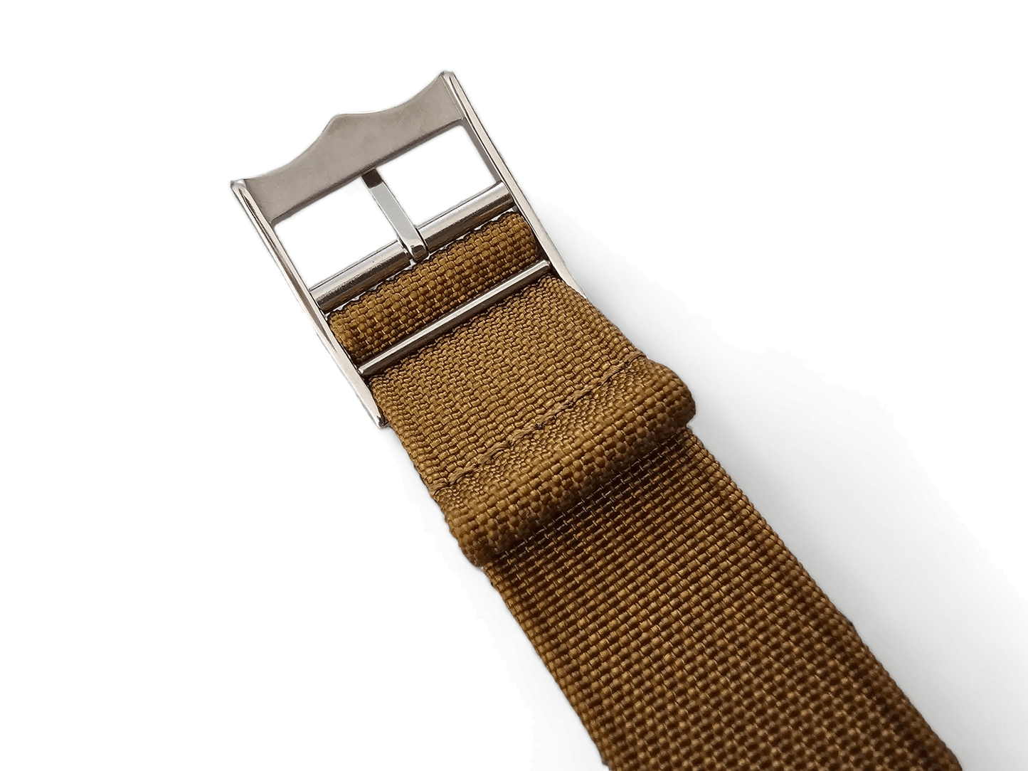 Ribbed Military Tudor Style Buckle Premium Nylon Watch Strap Band 20mm 22mm Brown - Wrist Envy