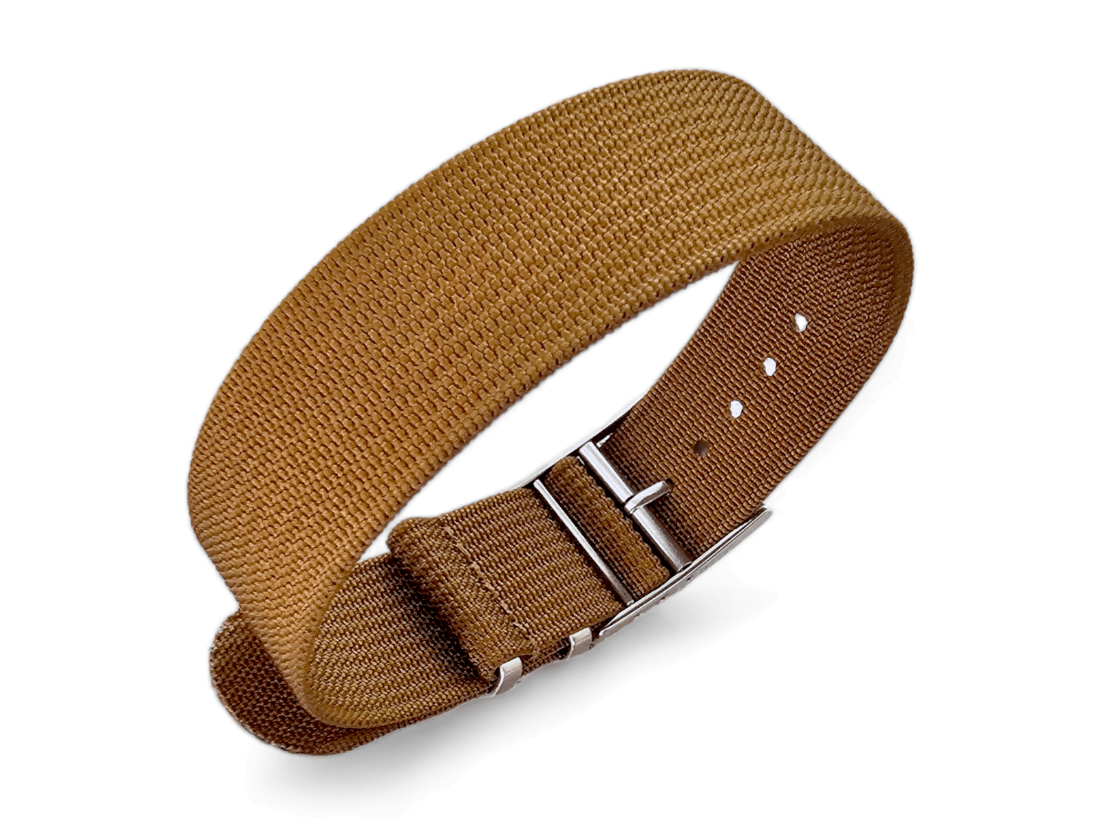 Ribbed Military Tudor Style Buckle Premium Nylon Watch Strap Band 20mm 22mm Brown - Wrist Envy