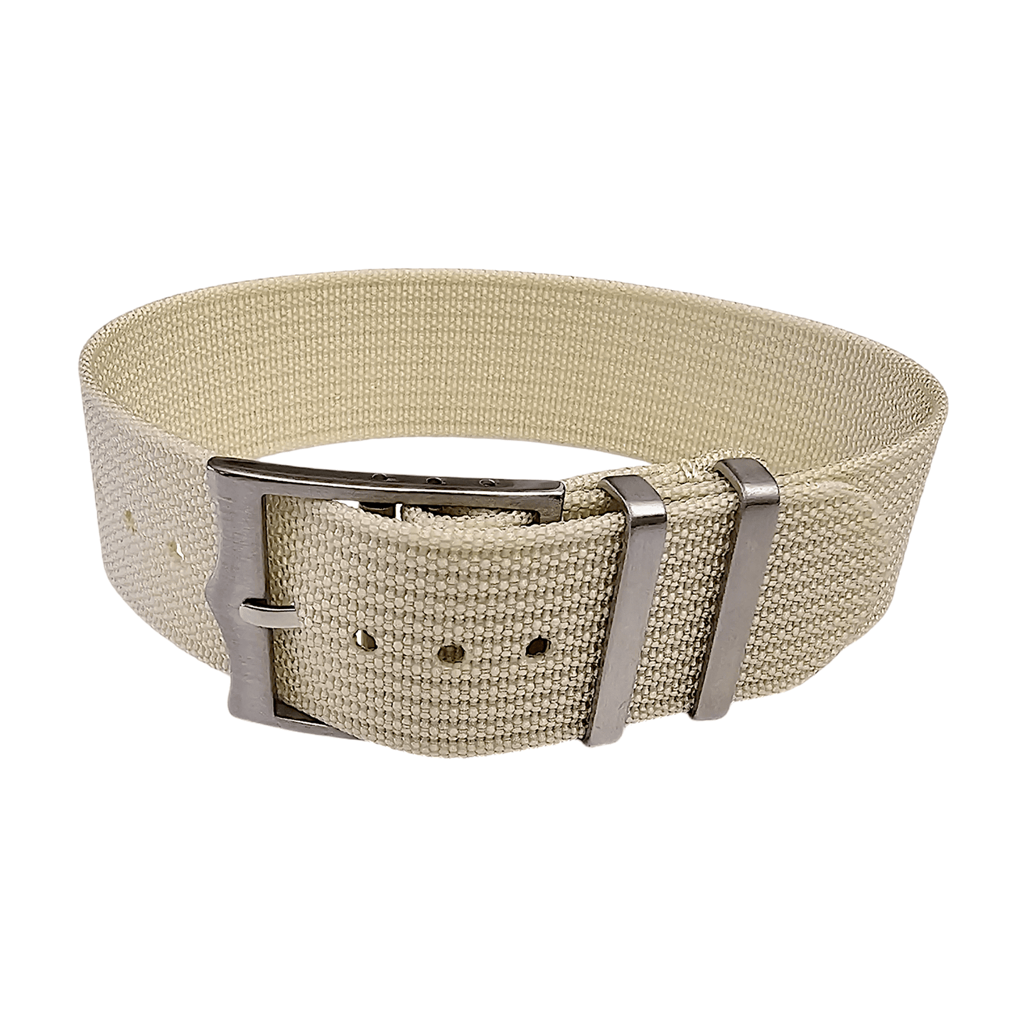 Ribbed Military Tudor Style Buckle Premium Nylon Watch Strap Band 20mm 22mm Cream - Wrist Envy