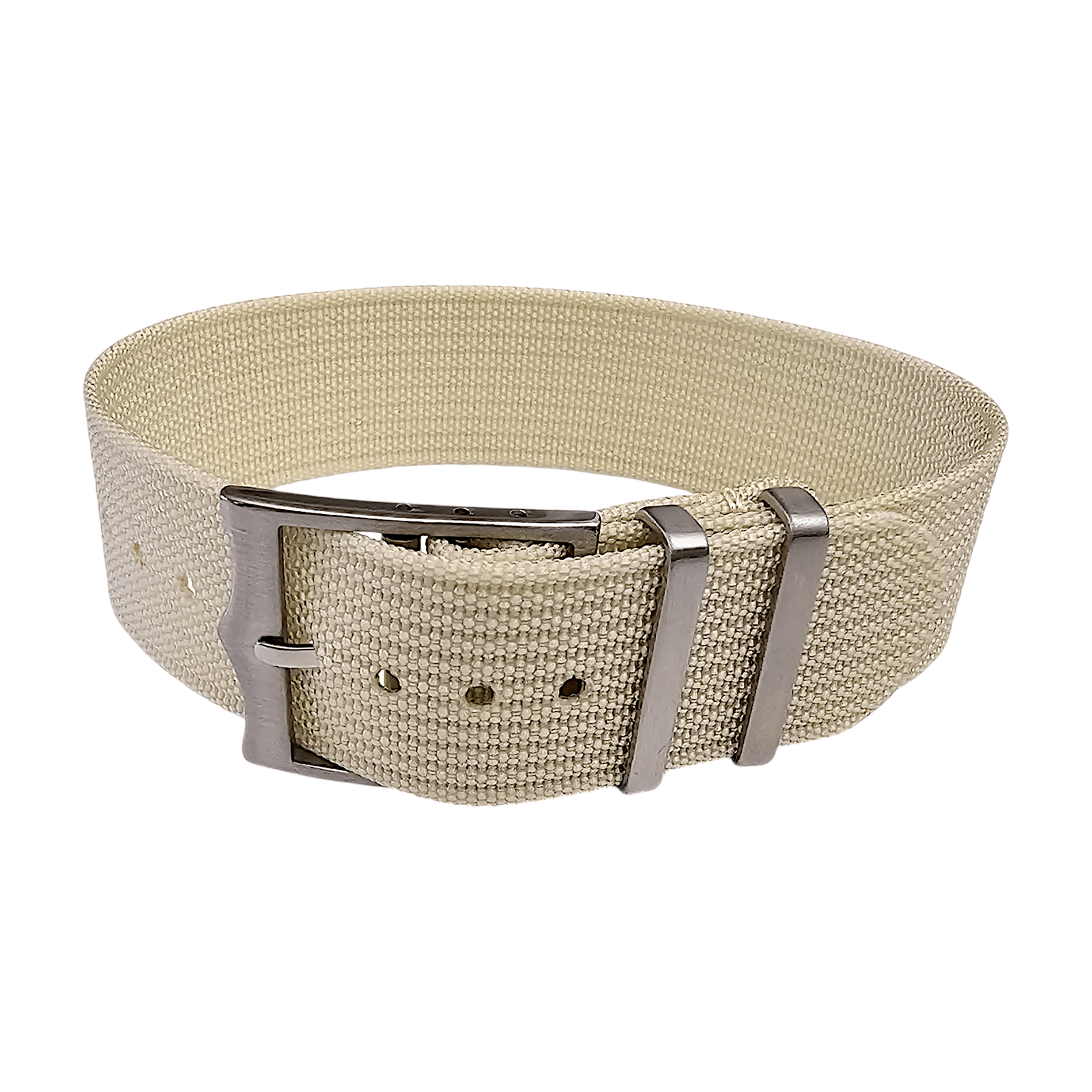Ribbed Military Tudor Style Buckle Premium Nylon Watch Strap Band 20mm 22mm Cream - Wrist Envy