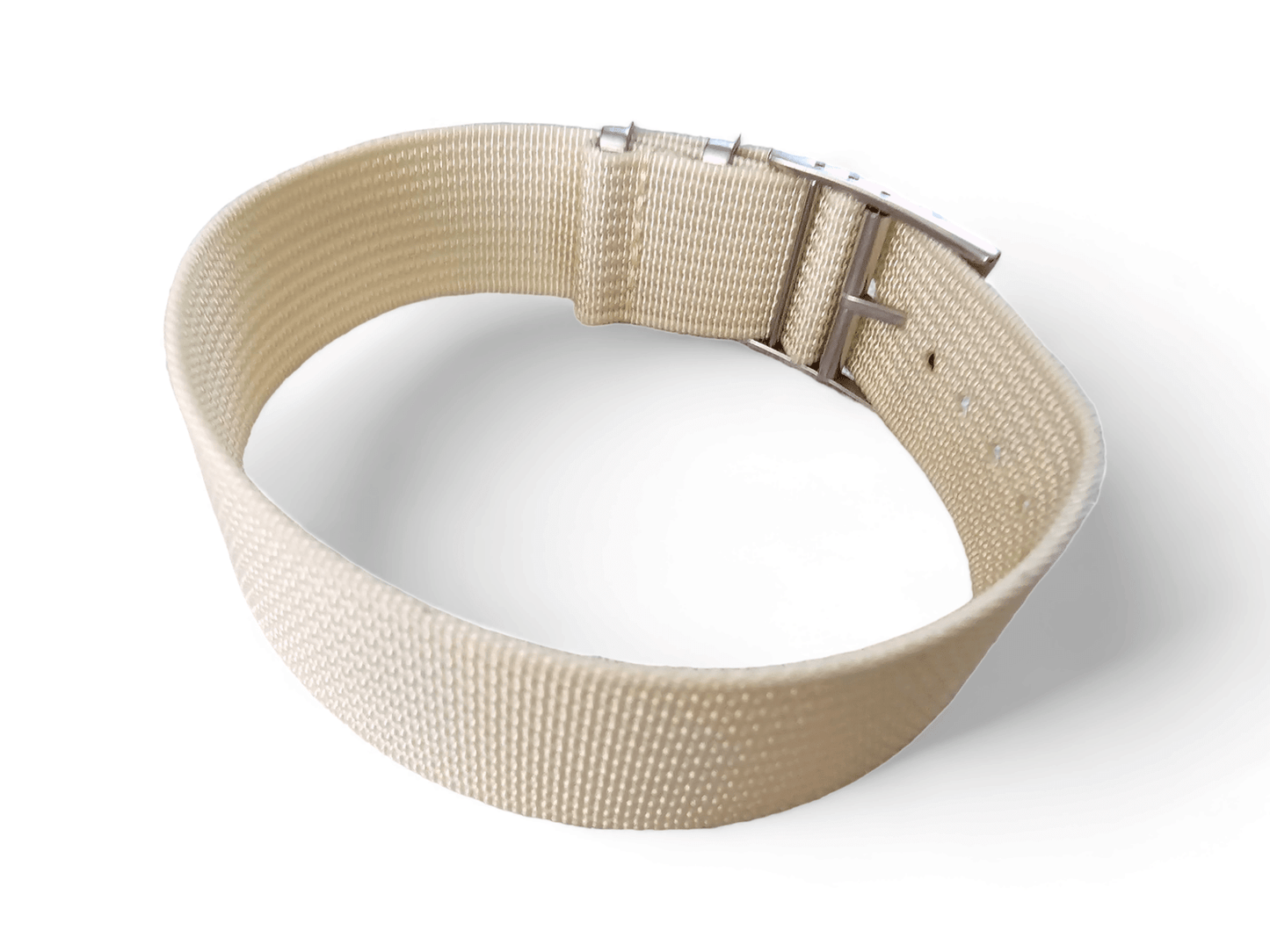 Ribbed Military Tudor Style Buckle Premium Nylon Watch Strap Band 20mm 22mm Cream - Wrist Envy