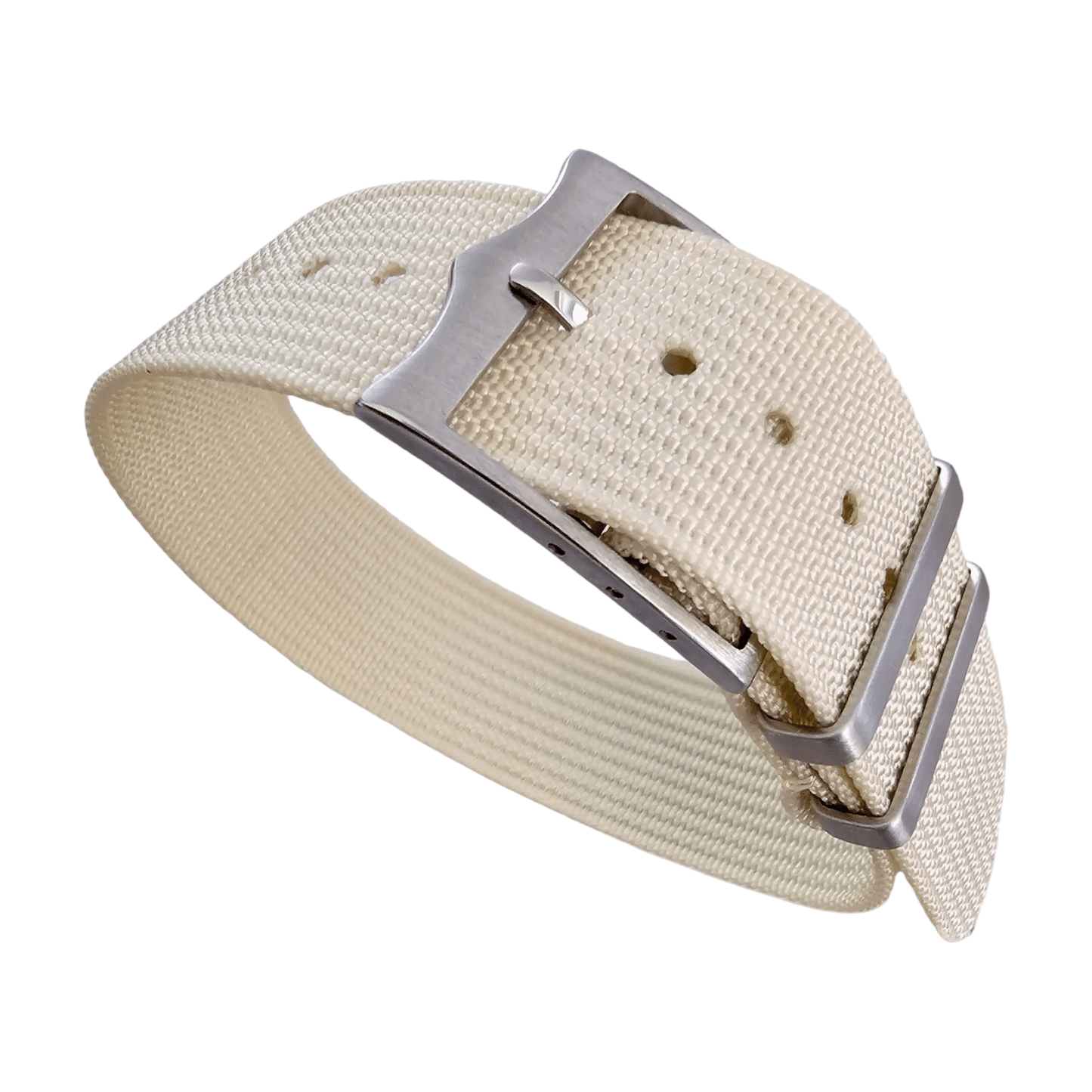 Ribbed Military Tudor Style Buckle Premium Nylon Watch Strap Band 20mm 22mm Cream - Wrist Envy