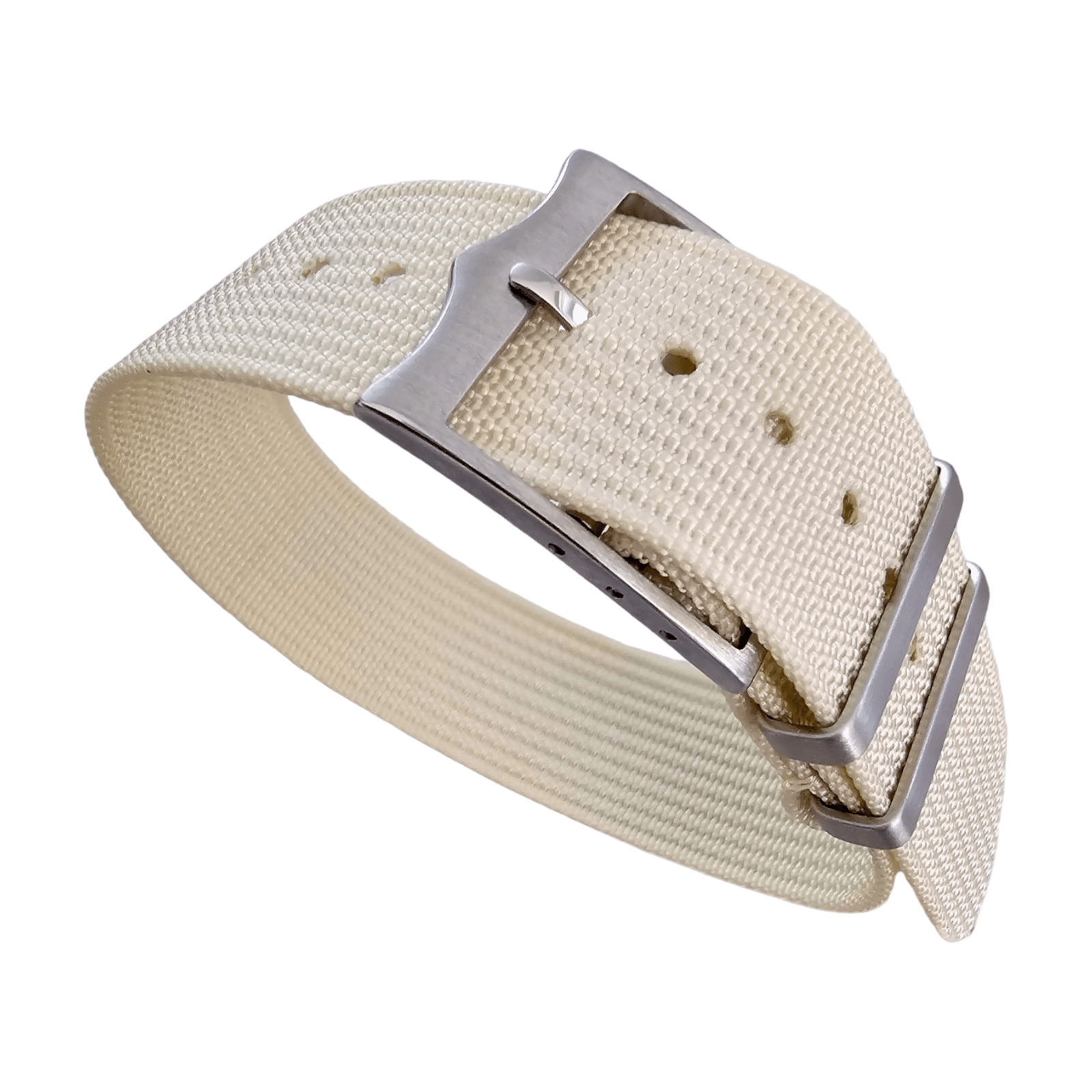 Ribbed Military Tudor Style Buckle Premium Nylon Watch Strap Band 20mm 22mm Cream - Wrist Envy