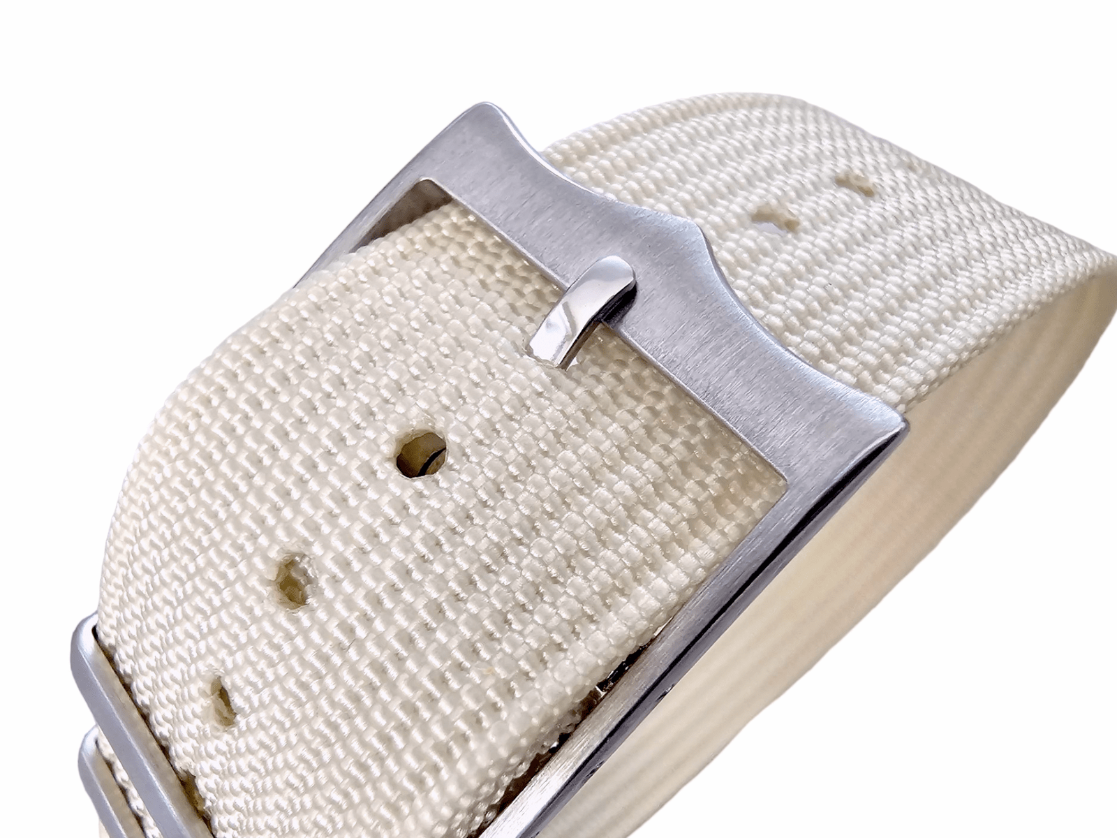Ribbed Military Tudor Style Buckle Premium Nylon Watch Strap Band 20mm 22mm Cream - Wrist Envy