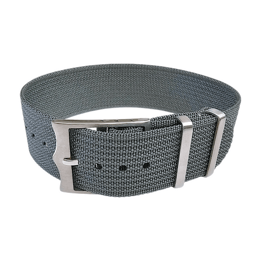 Ribbed Military Tudor Style Buckle Premium Nylon Watch Strap Band 20mm 22mm Grey - Wrist Envy