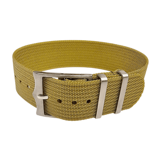 Ribbed Military Tudor Style Buckle Premium Nylon Watch Strap Band 20mm 22mm Khaki Beige - Wrist Envy