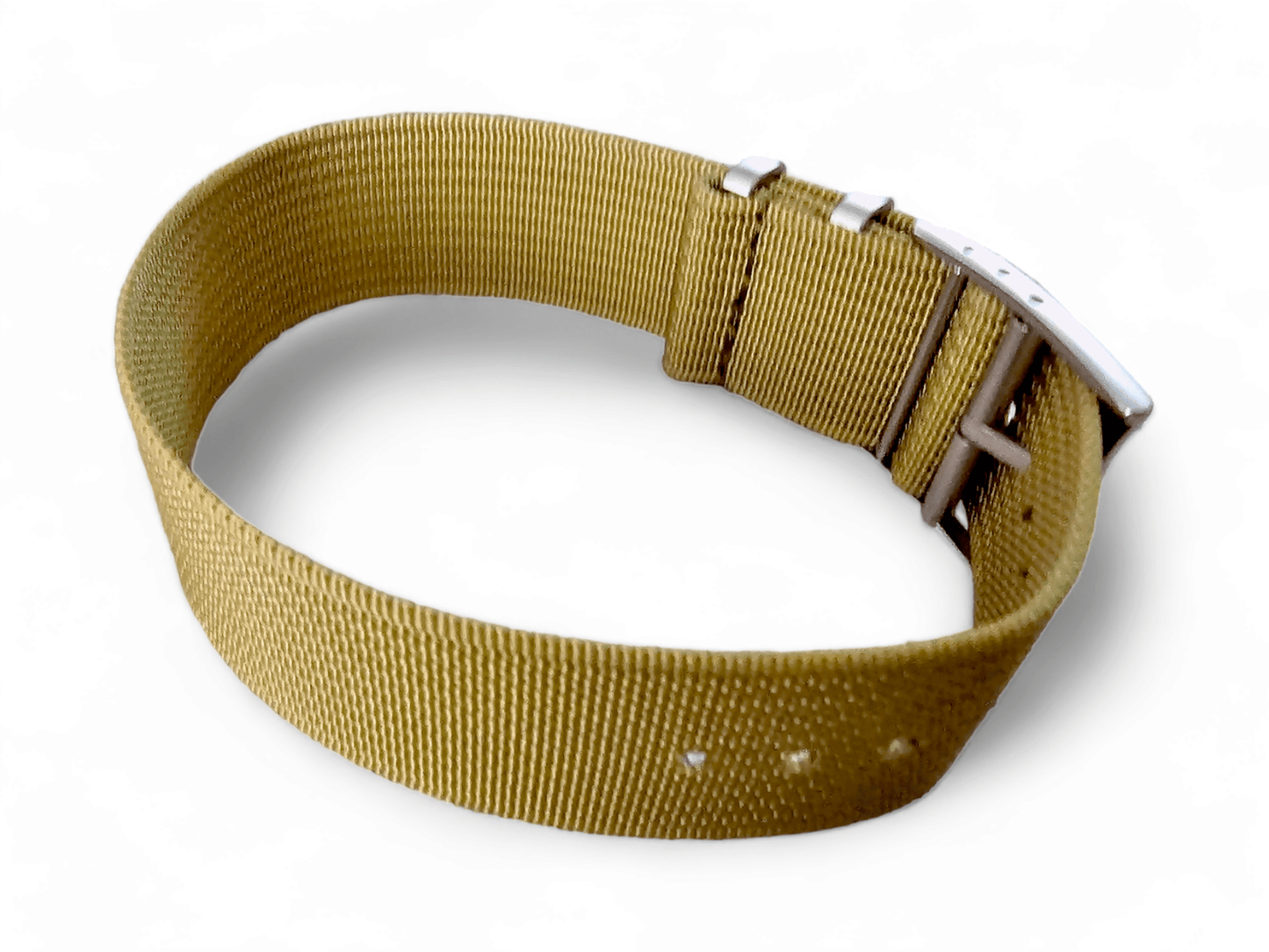 Ribbed Military Tudor Style Buckle Premium Nylon Watch Strap Band 20mm 22mm Khaki Beige - Wrist Envy