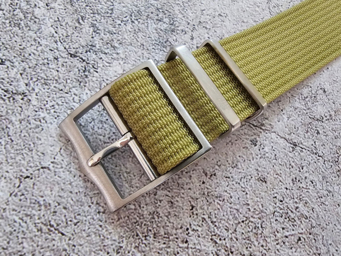 Ribbed Military Tudor Style Buckle Premium Nylon Watch Strap Band 20mm 22mm Khaki Beige - Wrist Envy