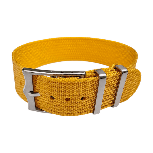 Ribbed Military Tudor Style Buckle Premium Nylon Watch Strap Band 20mm 22mm Mustard - Wrist Envy
