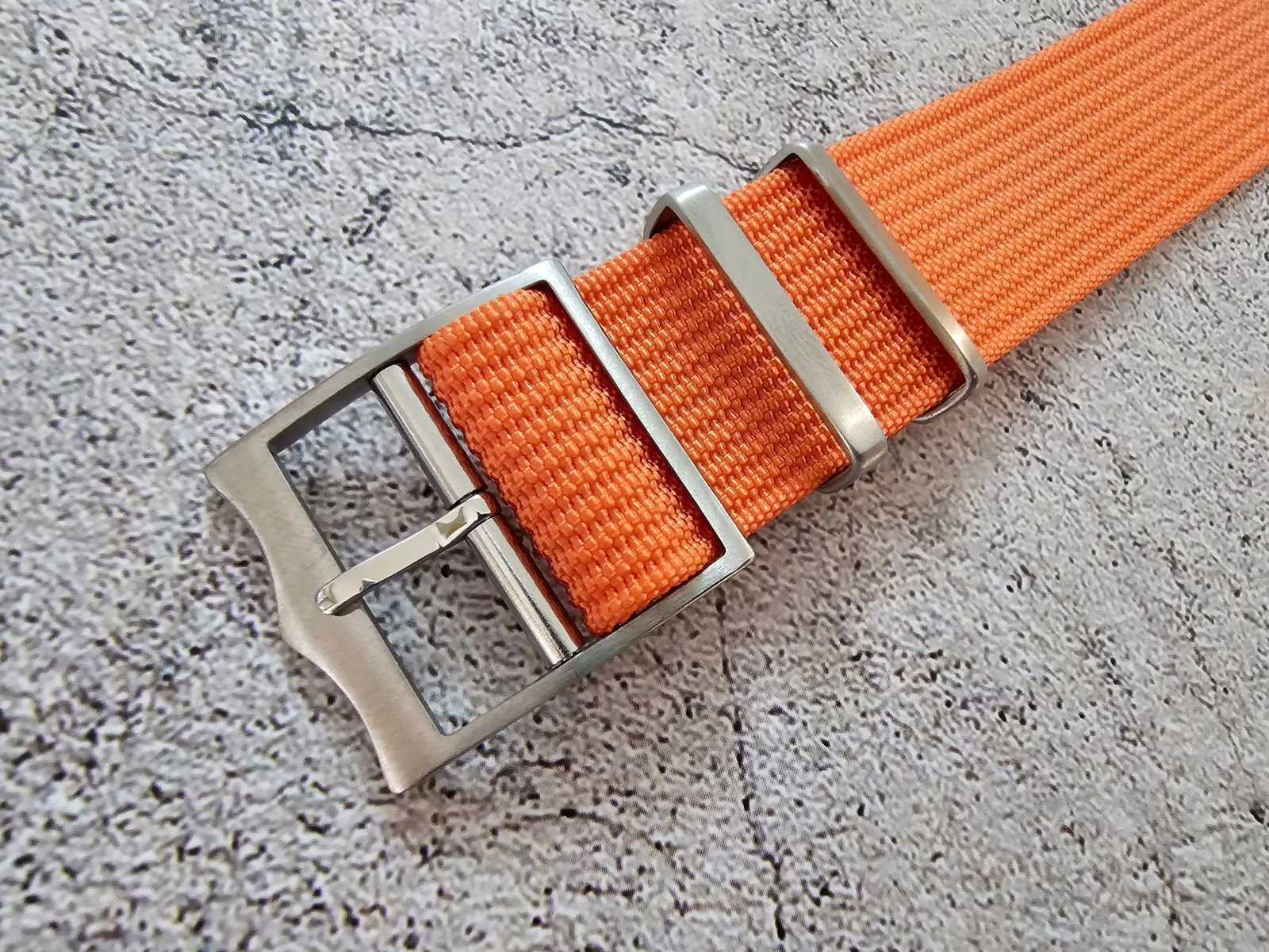 Ribbed Military Tudor Style Buckle Premium Nylon Watch Strap Band 20mm 22mm Orange - Wrist Envy