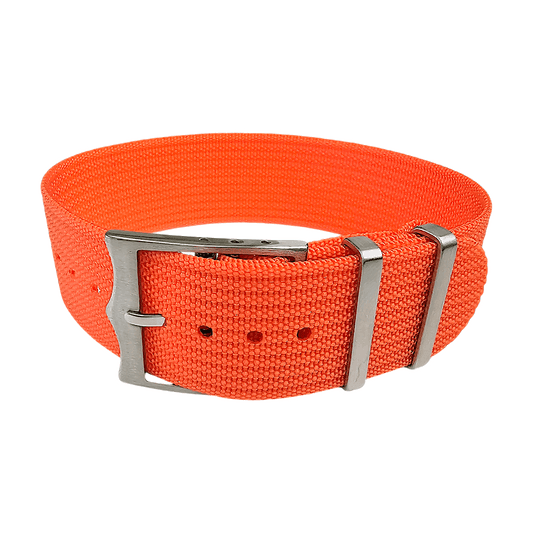 Ribbed Military Tudor Style Buckle Premium Nylon Watch Strap Band 20mm 22mm Orange - Wrist Envy