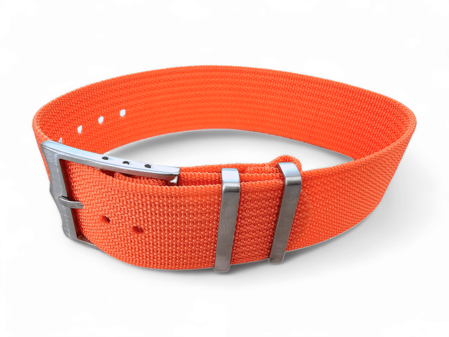 Ribbed Military Tudor Style Buckle Premium Nylon Watch Strap Band 20mm 22mm Orange - Wrist Envy