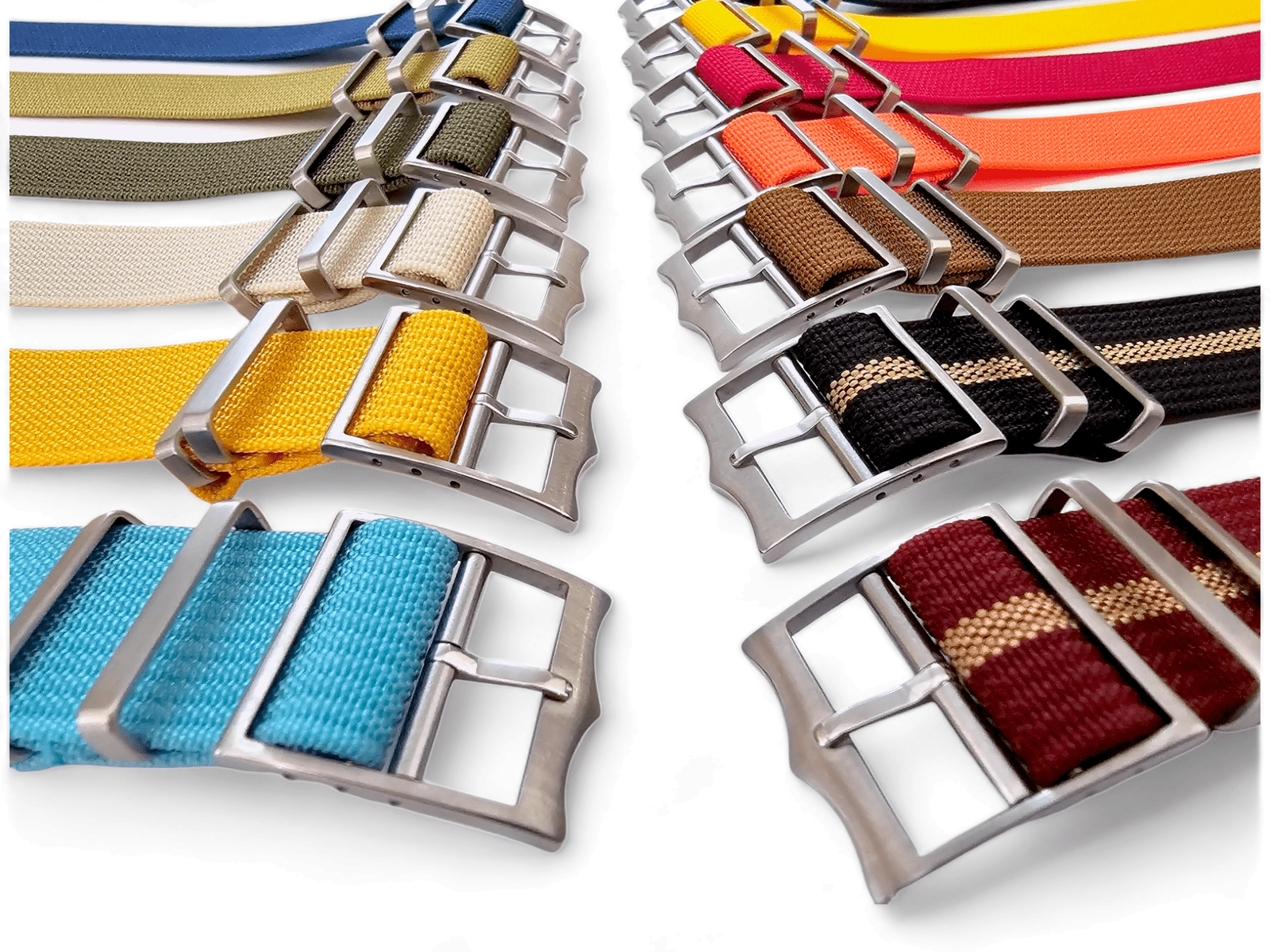 Ribbed Military Tudor Style Buckle Premium Nylon Watch Strap Band 20mm 22mm Red - Wrist Envy