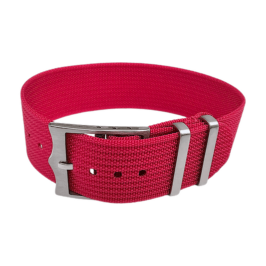Ribbed Military Tudor Style Buckle Premium Nylon Watch Strap Band 20mm 22mm Red - Wrist Envy