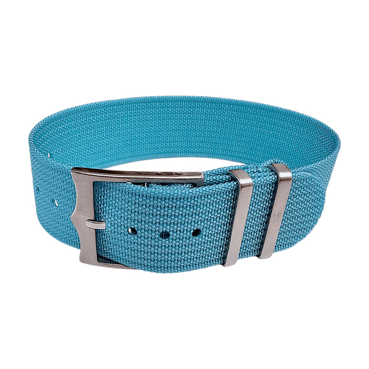 Ribbed Military Tudor Style Buckle Premium Nylon Watch Strap Band 20mm 22mm Tiffany Blue - Wrist Envy