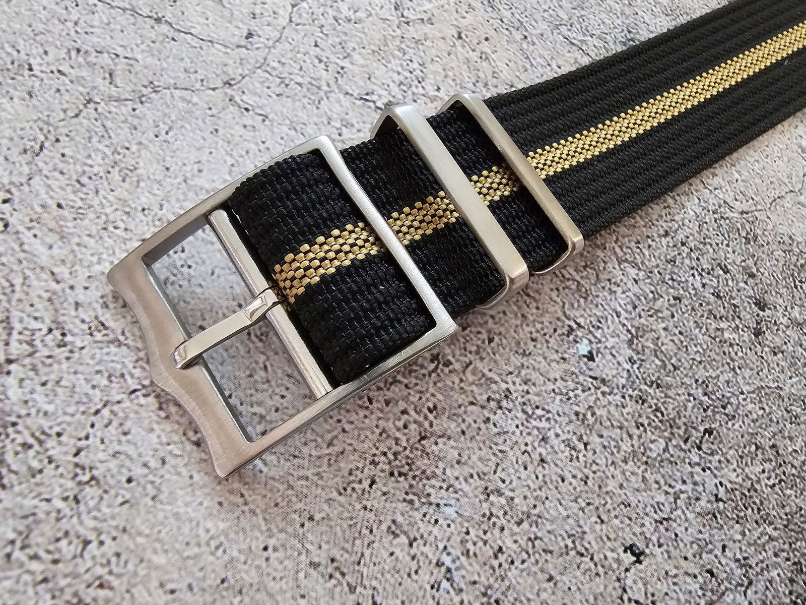 Ribbed NATO Tudor Style Buckle Premium Nylon Watch Strap Band 20mm 22mm Black Khaki Beige Stripe - Wrist Envy