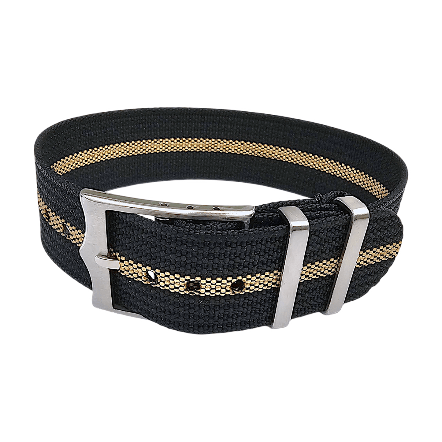 Ribbed NATO Tudor Style Buckle Premium Nylon Watch Strap Band 20mm 22mm Black Khaki Beige Stripe - Wrist Envy