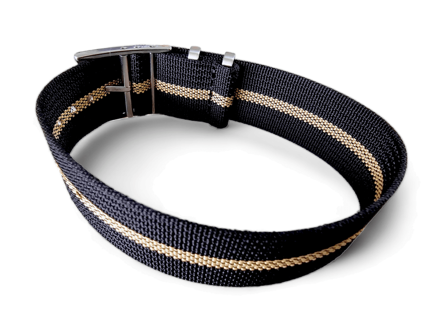 Ribbed NATO Tudor Style Buckle Premium Nylon Watch Strap Band 20mm 22mm Black Khaki Beige Stripe - Wrist Envy