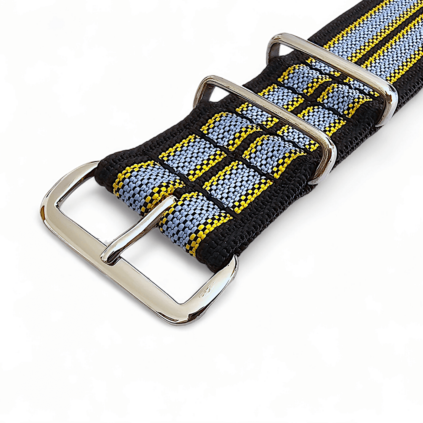 Ribbed Nylon Military Watch Strap 22mm Black Yellow Grey - Wrist Envy