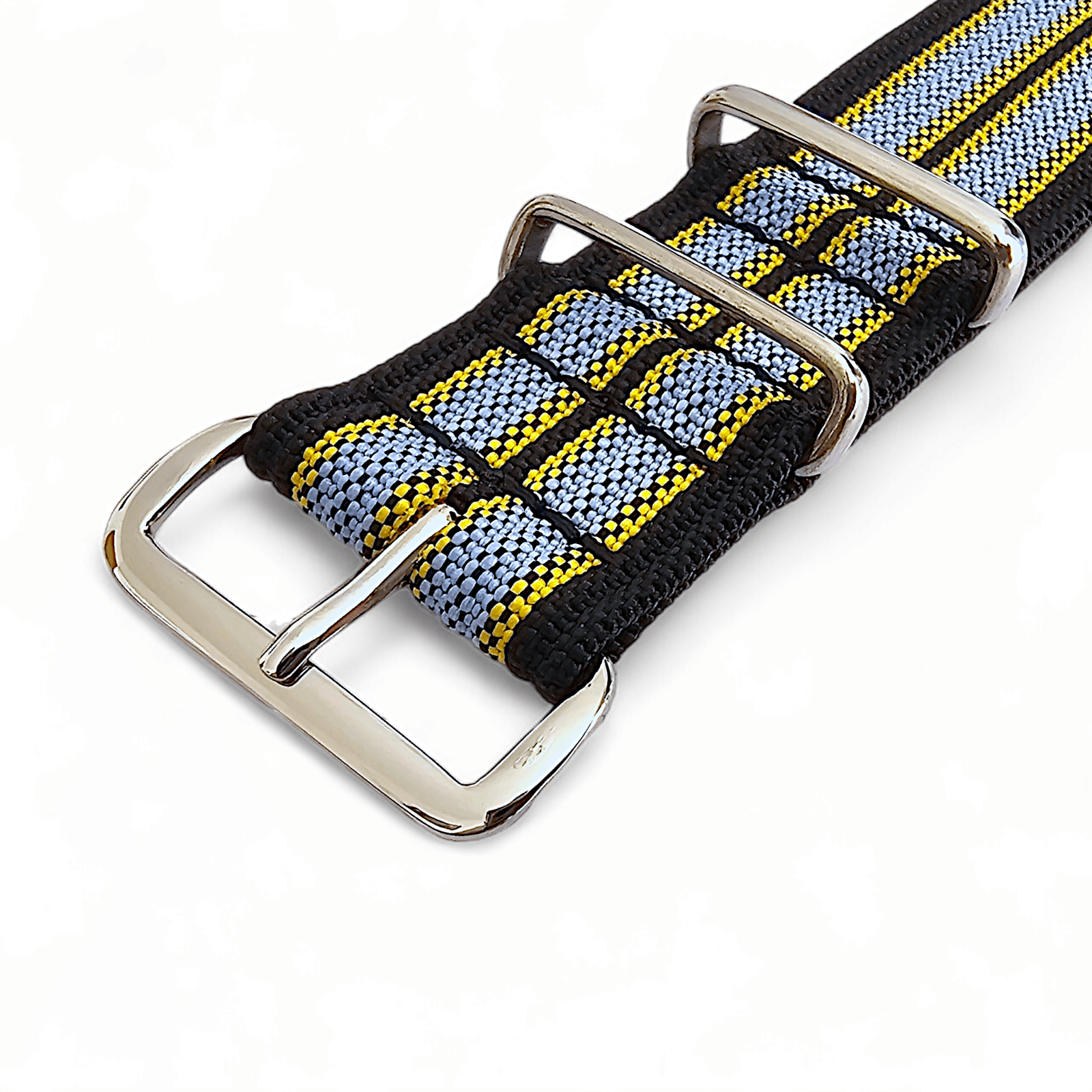 Ribbed Nylon Military Watch Strap 22mm Black Yellow Grey - Wrist Envy
