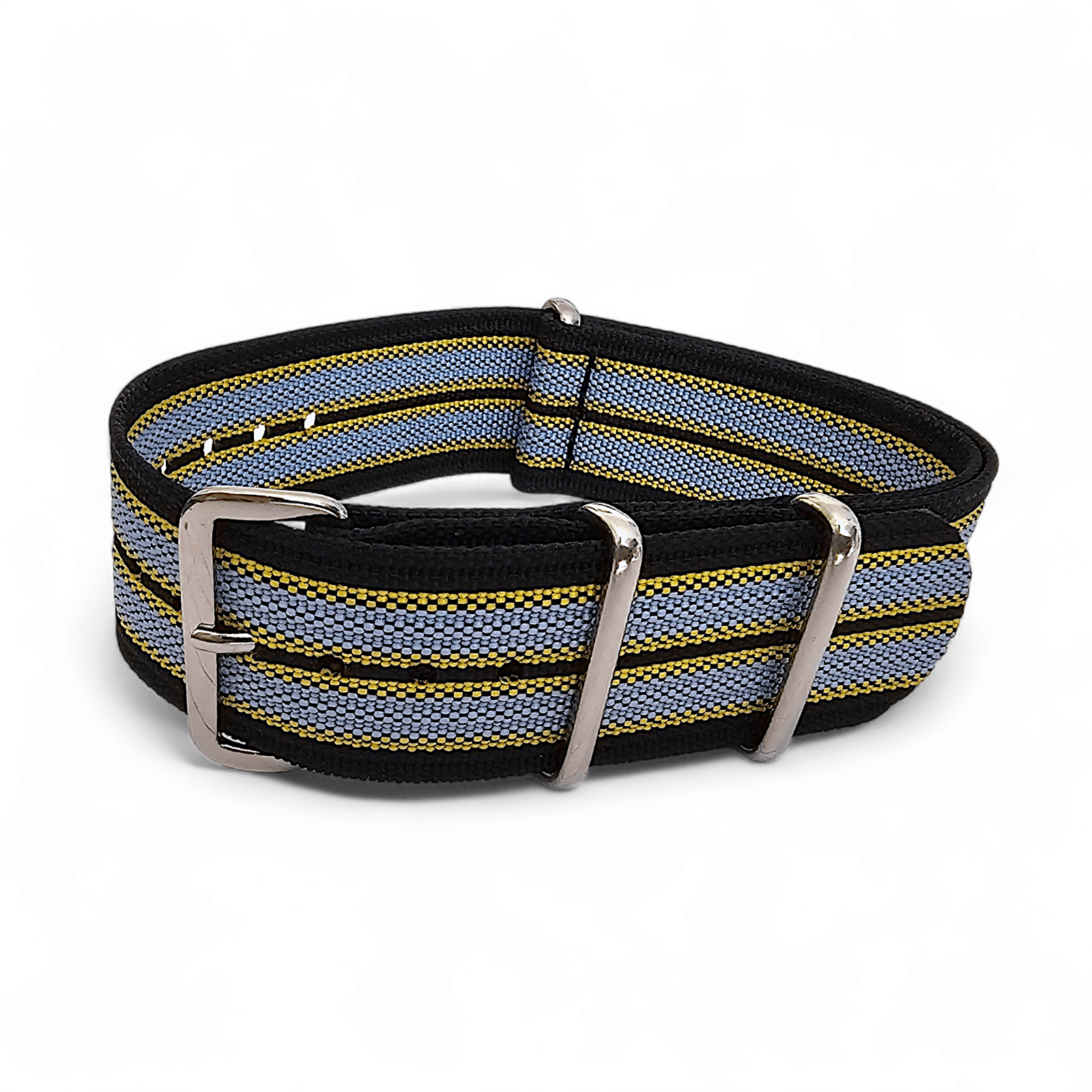 Ribbed Nylon Military Watch Strap 22mm Black Yellow Grey - Wrist Envy