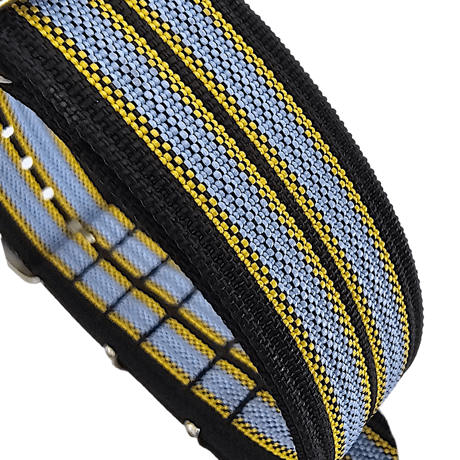 Ribbed Nylon Military Watch Strap 22mm Black Yellow Grey - Wrist Envy