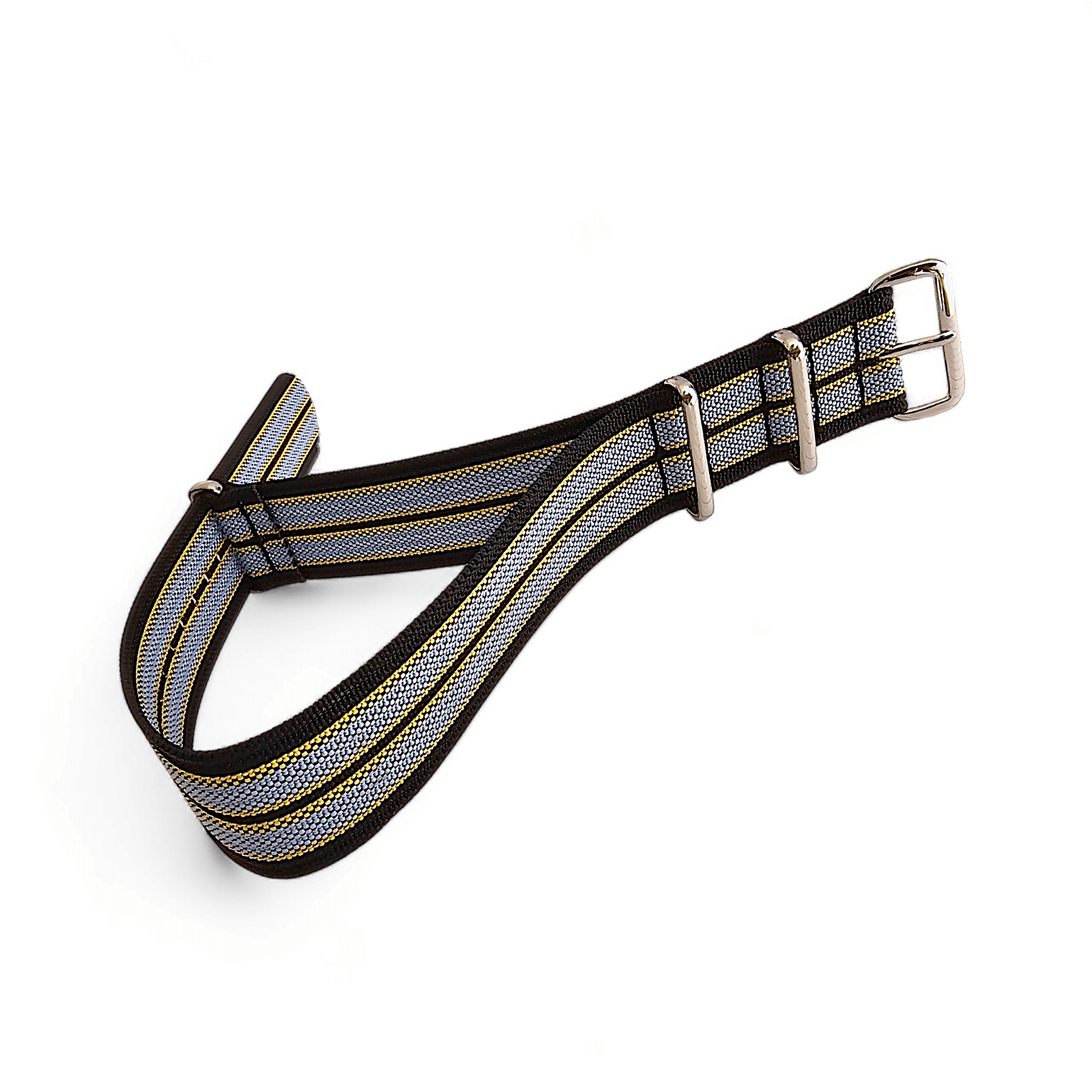 Ribbed Nylon Military Watch Strap 22mm Black Yellow Grey - Wrist Envy