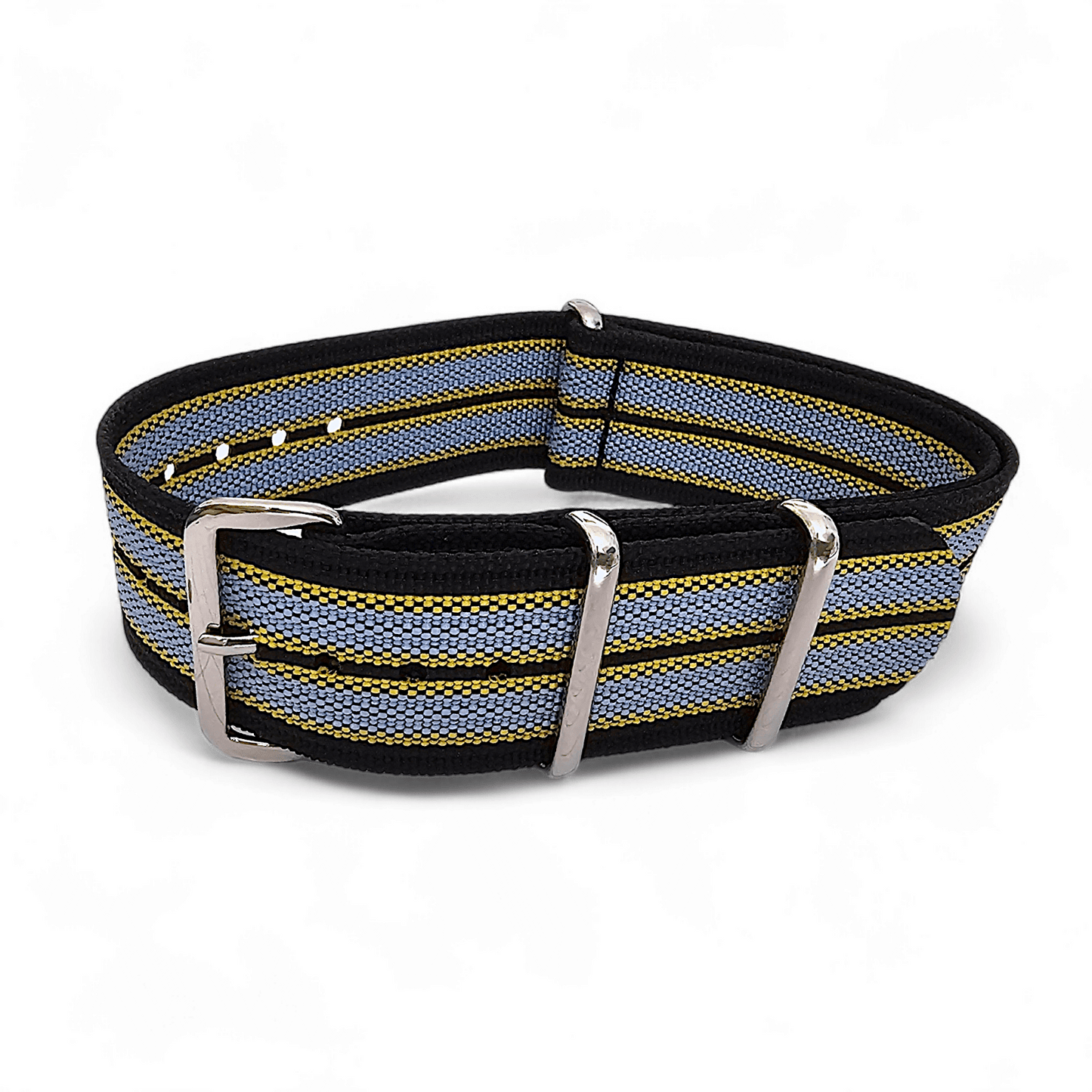 Ribbed Nylon Military Watch Strap 22mm Black Yellow Grey - Wrist Envy
