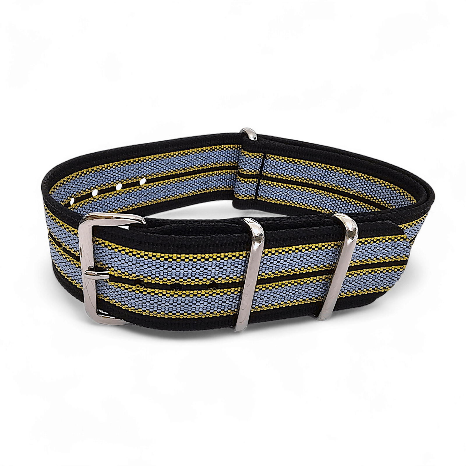 Ribbed Nylon Military Watch Strap 22mm Black Yellow Grey - Wrist Envy