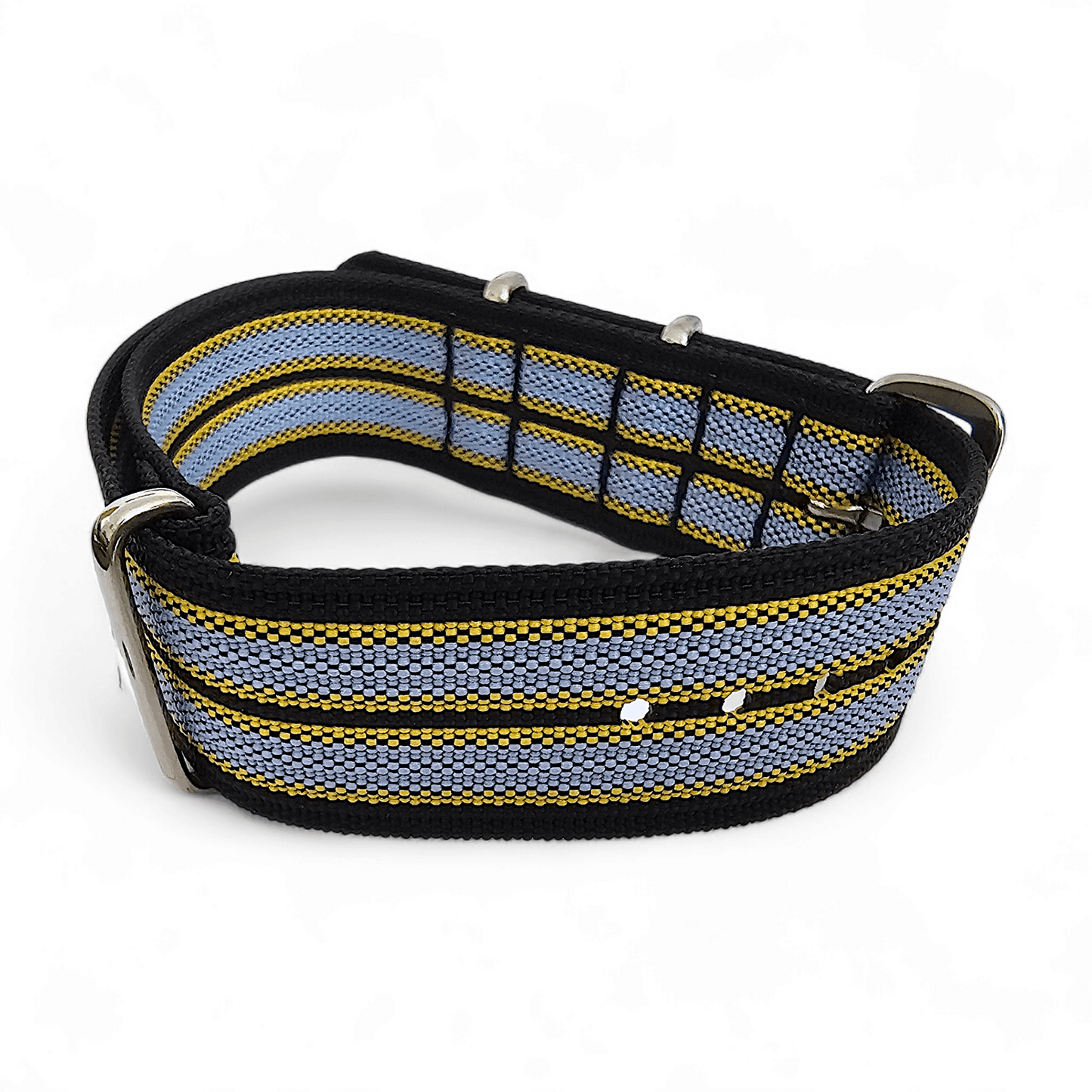 Ribbed Nylon Military Watch Strap 22mm Black Yellow Grey - Wrist Envy