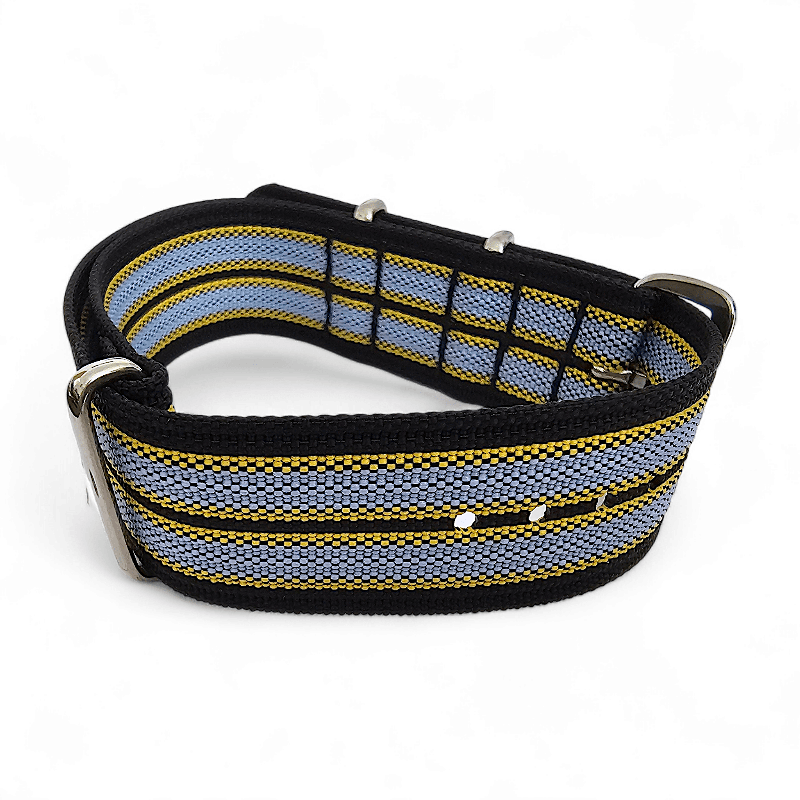 Ribbed Nylon Military Watch Strap 22mm Black Yellow Grey - Wrist Envy