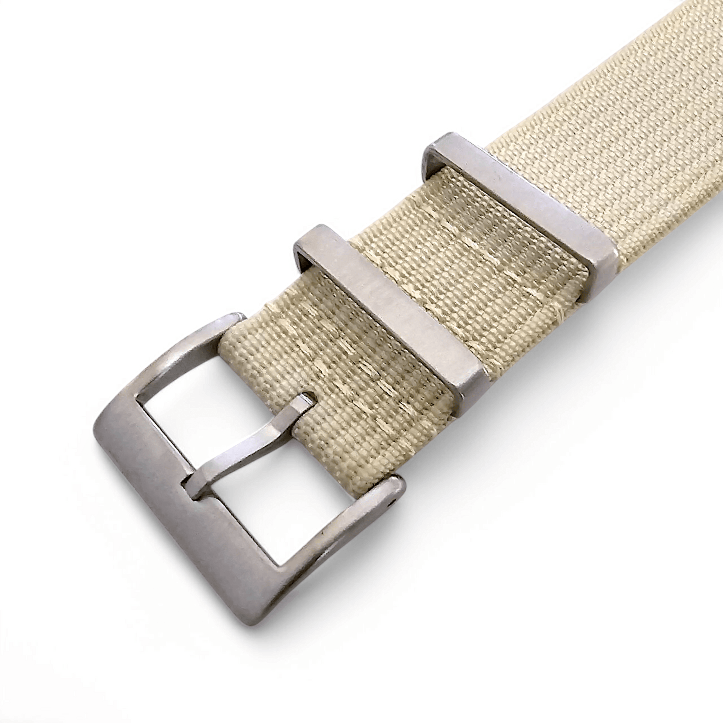 Ribbed Nylon One Piece Military Watch Strap 22mm Cream - Wrist Envy