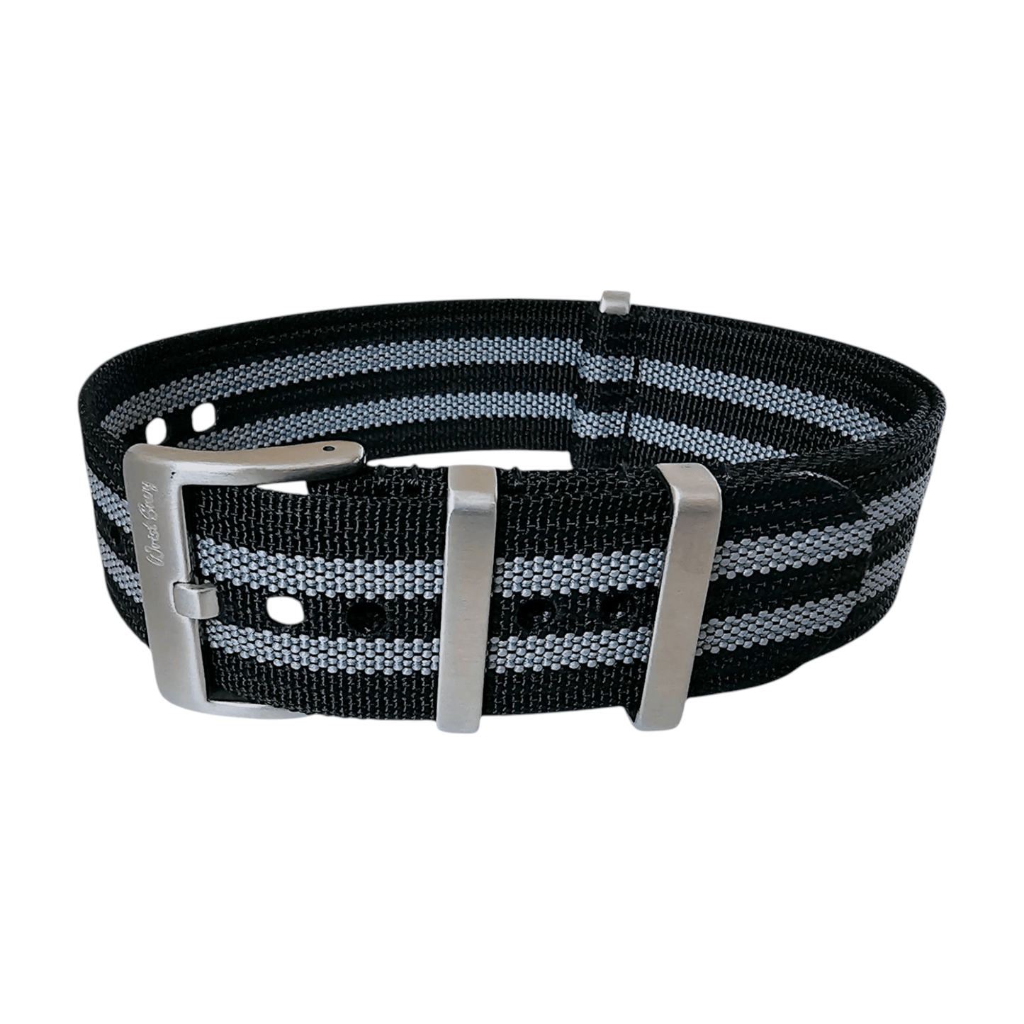 Ribbed Upgraded Nylon Military Watch Strap 1.4mm Thick 20mm 22mm Black Grey Stripes - Wrist Envy