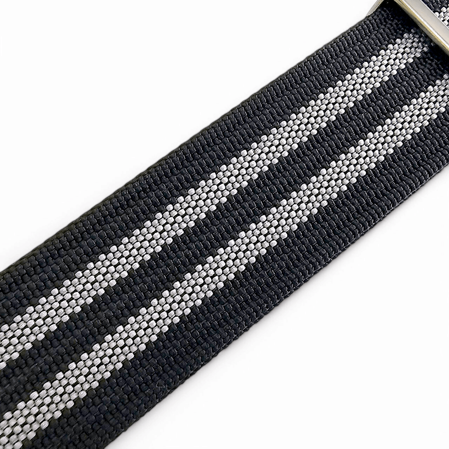 Ribbed Upgraded Nylon Military Watch Strap 1.4mm Thick 20mm 22mm Black Grey Stripes - Wrist Envy