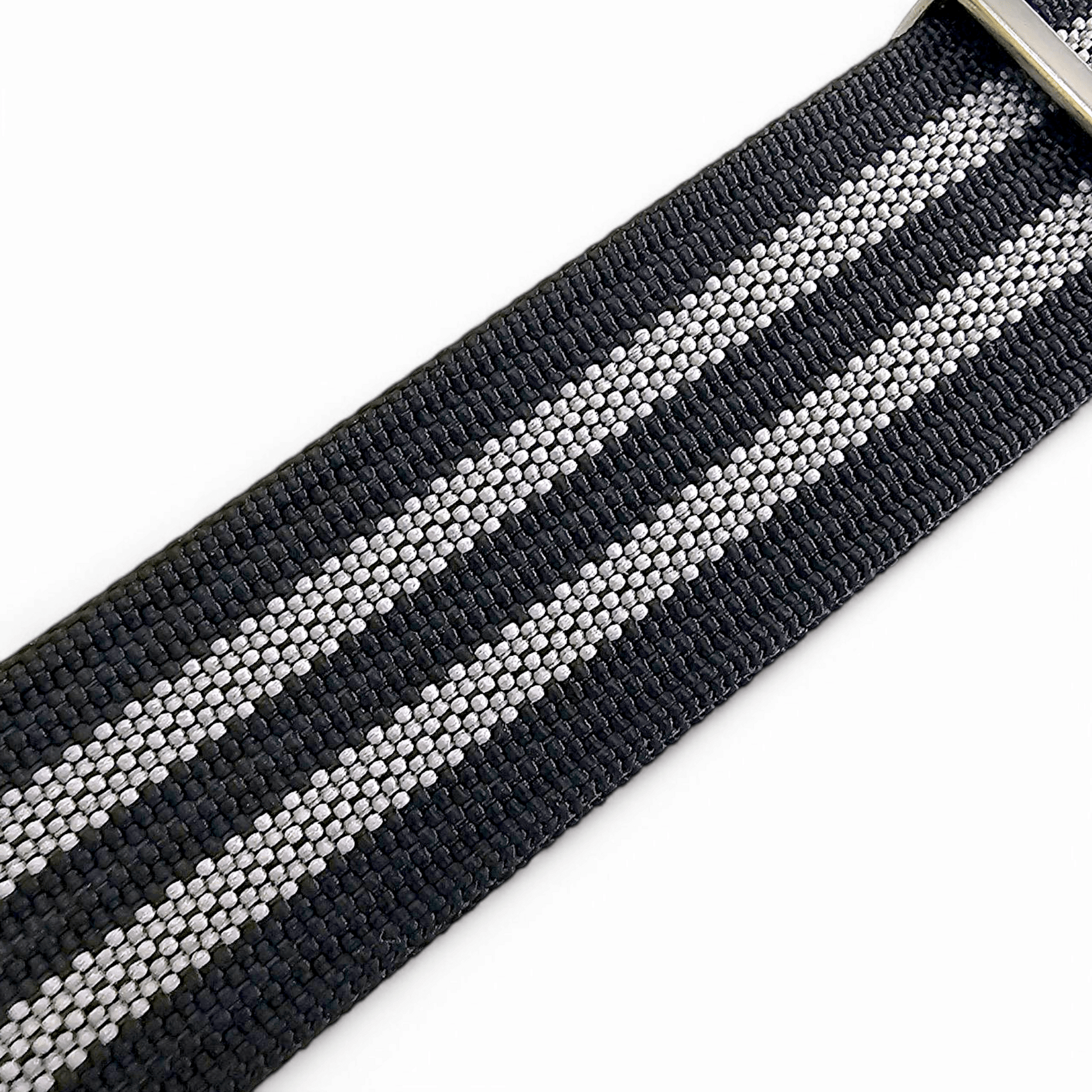 Ribbed Upgraded Nylon Military Watch Strap 1.4mm Thick 20mm 22mm Black Grey Stripes - Wrist Envy