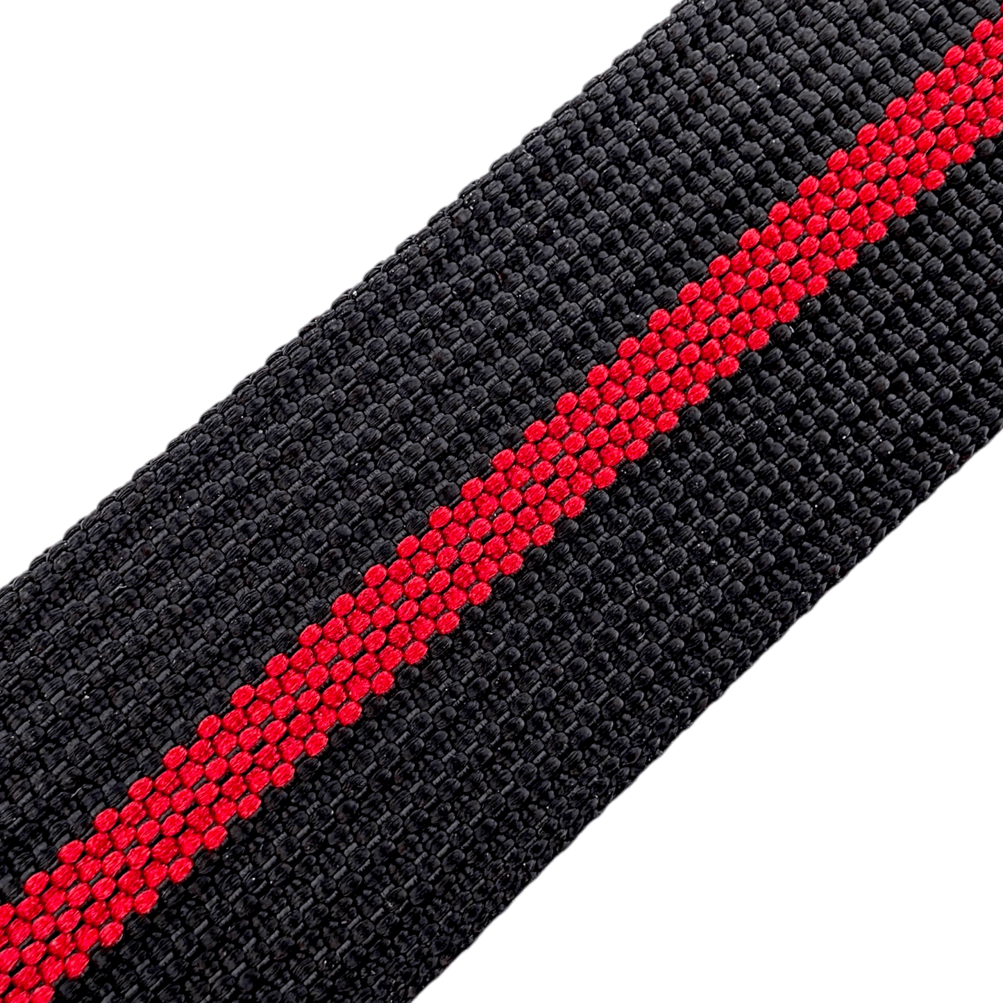 Ribbed Upgraded Nylon Military Watch Strap 1.4mm Thick 20mm 22mm Black Red Stripe - Wrist Envy