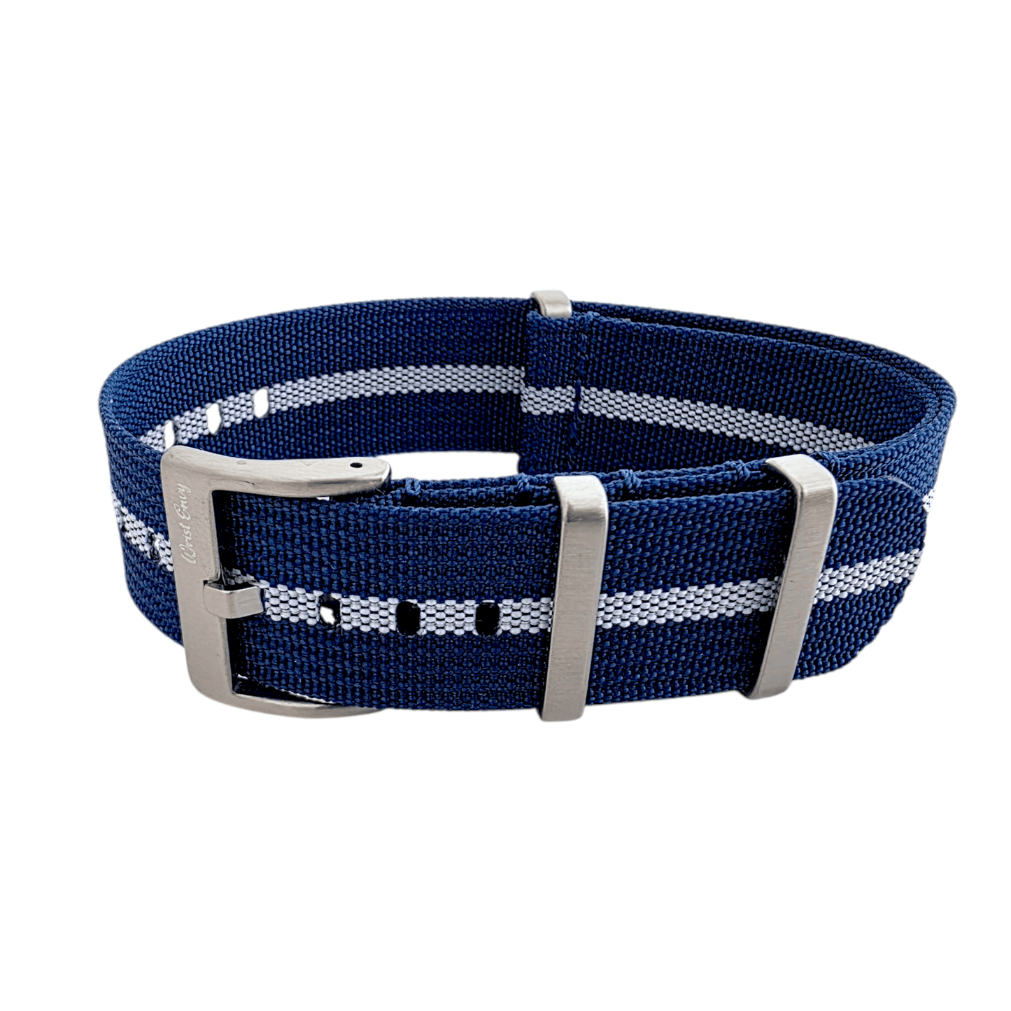 Ribbed Upgraded Nylon Military Watch Strap 1.4mm Thick 20mm 22mm Blue White - Wrist Envy