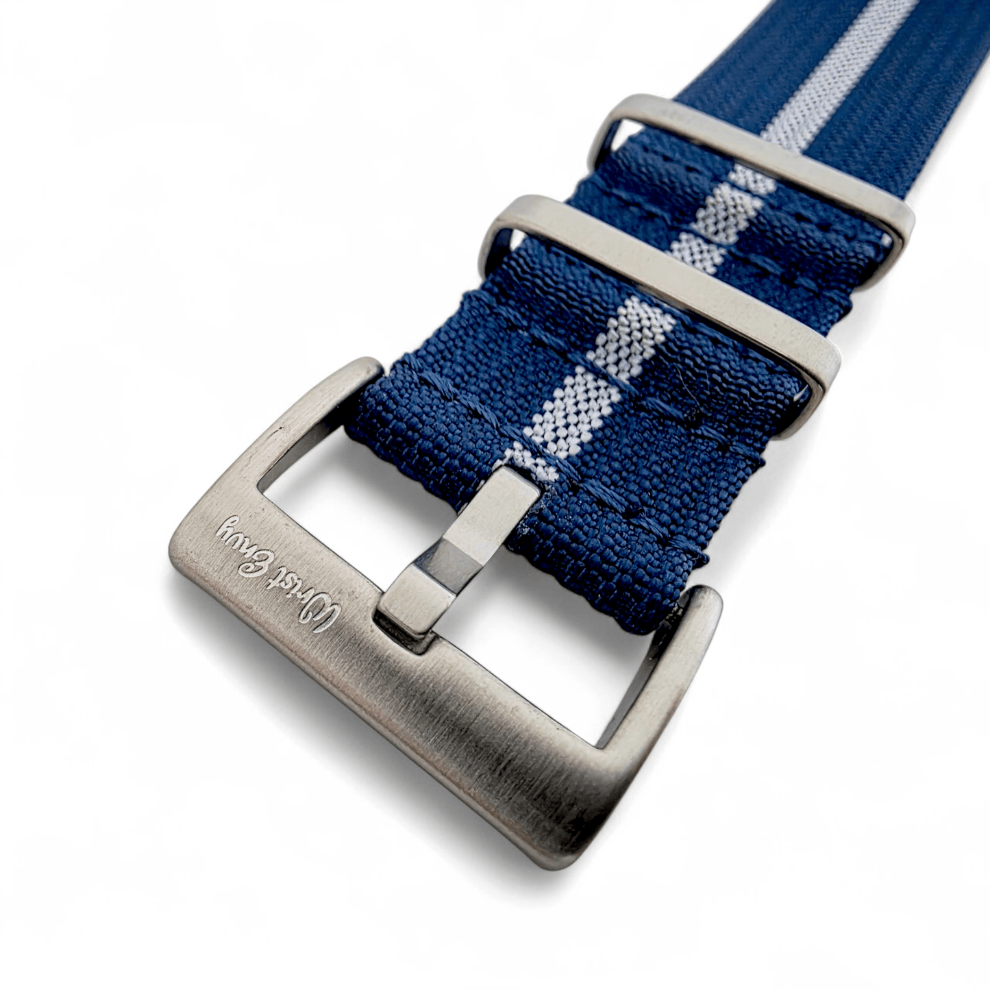 Ribbed Upgraded Nylon Military Watch Strap 1.4mm Thick 20mm 22mm Blue White - Wrist Envy