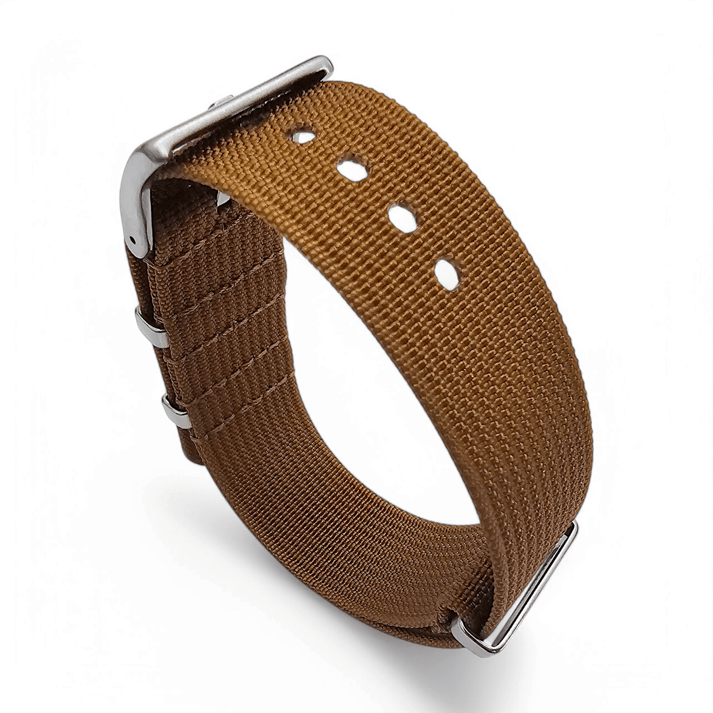 Ribbed Upgraded Nylon Military Watch Strap 1.4mm Thick 20mm 22mm Brown - Wrist Envy