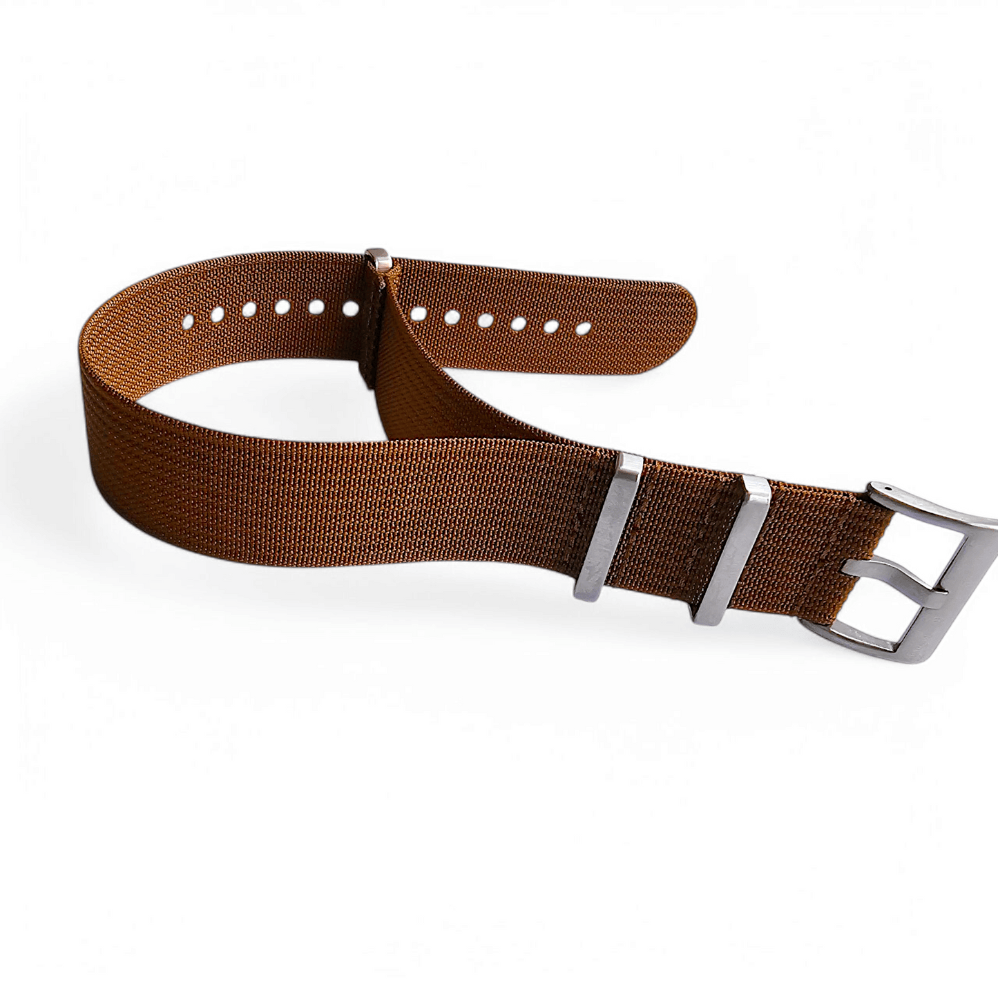 Ribbed Upgraded Nylon Military Watch Strap 1.4mm Thick 20mm 22mm Brown - Wrist Envy