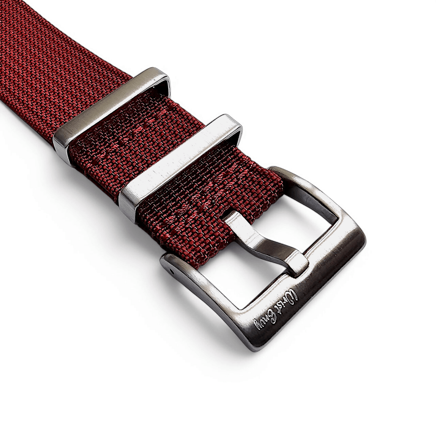 Ribbed Upgraded Nylon Military Watch Strap 1.4mm Thick 20mm 22mm Oxblood - Wrist Envy