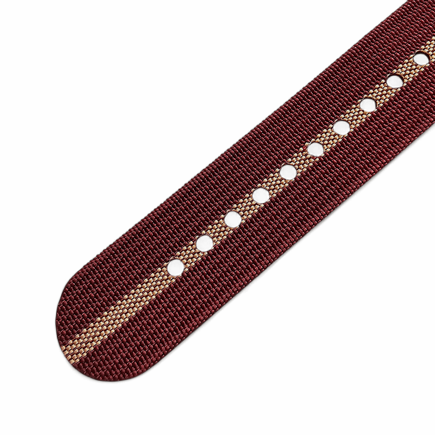 Ribbed Upgraded Nylon Military Watch Strap 1.4mm Thick 20mm 22mm Oxblood Khaki Stripe - Wrist Envy